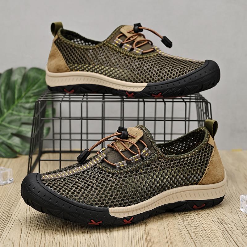 Spring Summer Men Lofer Shoes Breathable Formal Mesh Flats Light Soft Man Sneakers Outdoor Hollow Out Treking Footwear Sandals