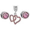 3pcs /Lot Pink Love Heart Beads Enamel Mom Pendant Fit Diy Brand Charm Bracelets Necklaces For Women Mother Jewelry Making
