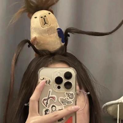 Niedliches Capybara Plüsch Stirnband & Haarspange Figur