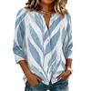 Women Vintage Floral Print Henley Collar Button Down Shirt Three Quarter Sleeve Linen Cotton Blouse Casual Loose Fit Top