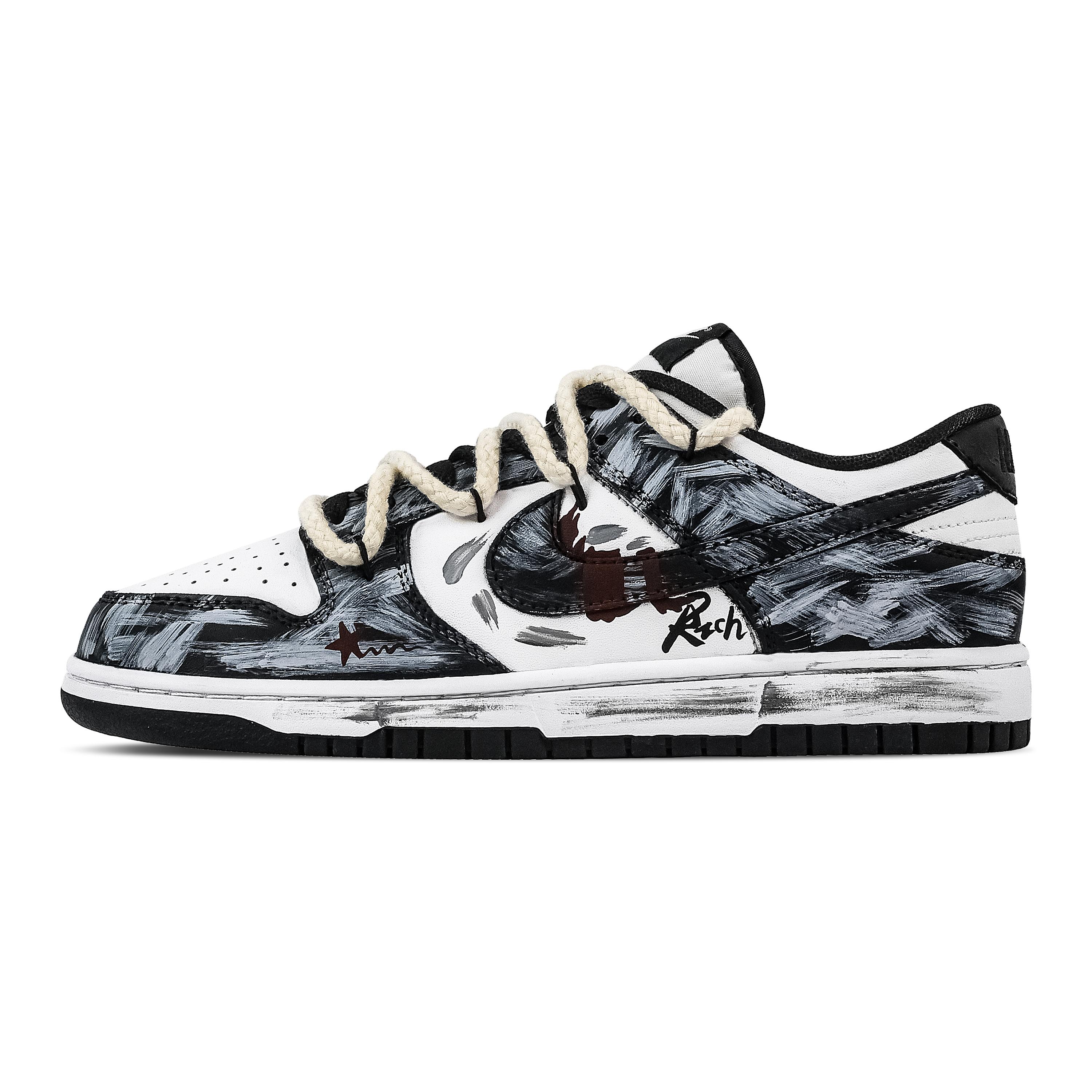 

Nike Dunk Spiritual Wealth Zone Abrasion Resistant Low top Skateboard Shoes Unisex Black White DD1391-100(Team773-) 42