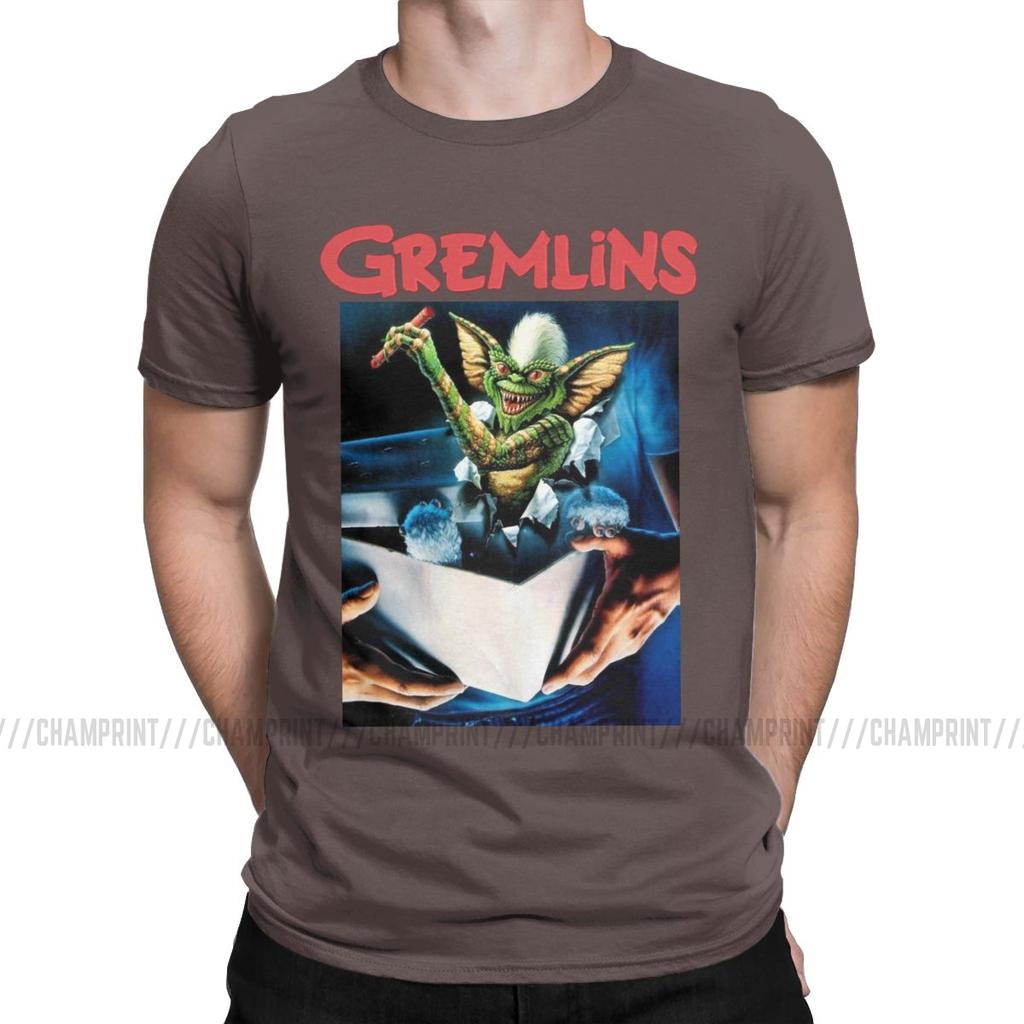 Gremlins Men S T Shirts Gizmo Monster Gremlin 80S Horror Christmas Movie Awesome Tees Round Neck