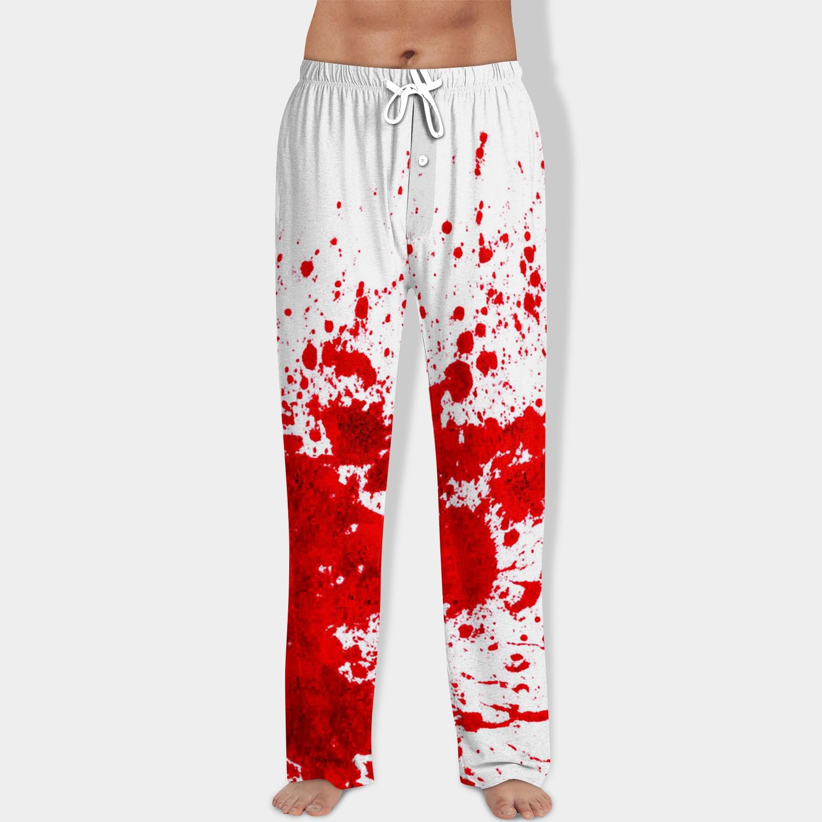 

Чоловічі штани на кулісці з принтом на Хелловін, повсякденні піжамні штани M білий