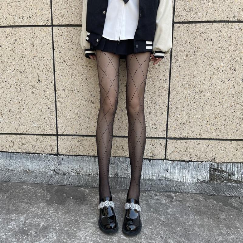 Diamond Black Silk Internet Celebrity Shiny Rhinestone Stockings Women Diamond Grid Pantyhose Ins Trend Any Cut Thin Style G