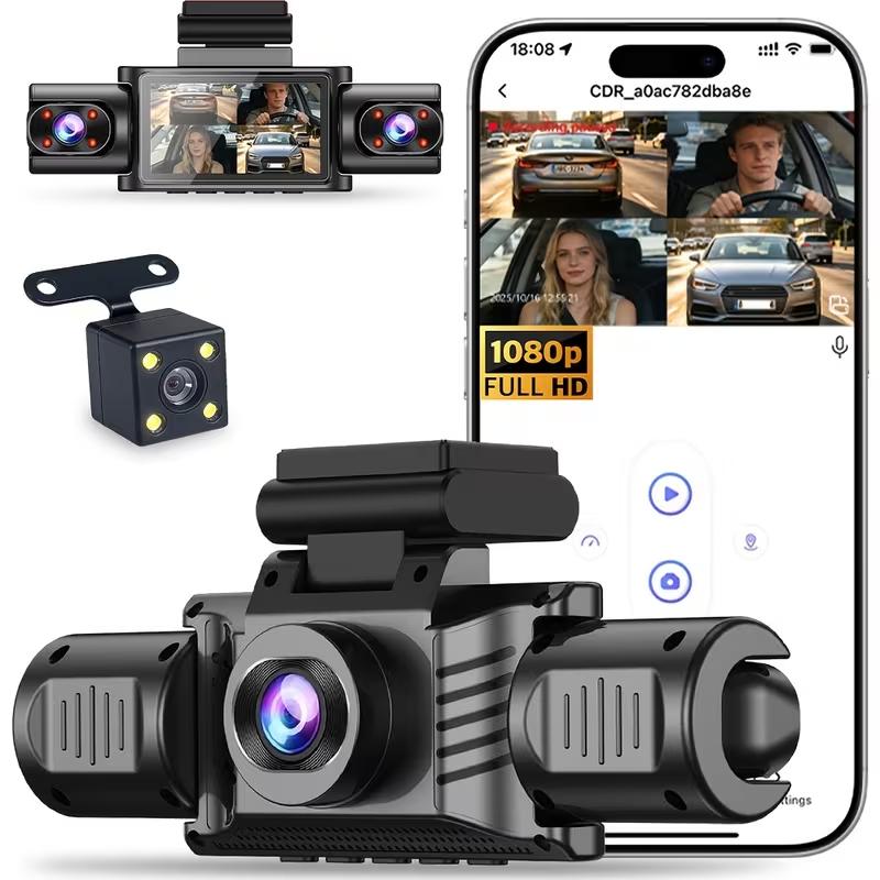 4 Channel WiFi 360° Panoramic Dash Cam, 1080P IR Night Vision 170° Wide Angle, G-Sensor 24H Parking Monitor
