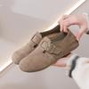 Womens Retro Loafers With Inner Height Increase And Buckle Closure For Casual Daily Wear