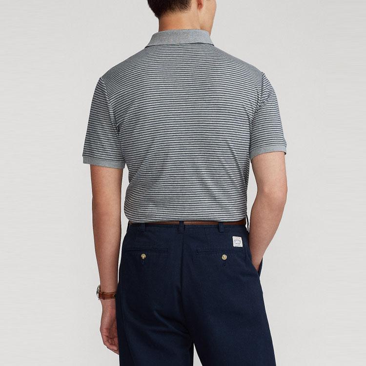 Polo Ralph Lauren Striped Slim Fit Polo Shirt Men Tops Gray MNPOKNI1N821354