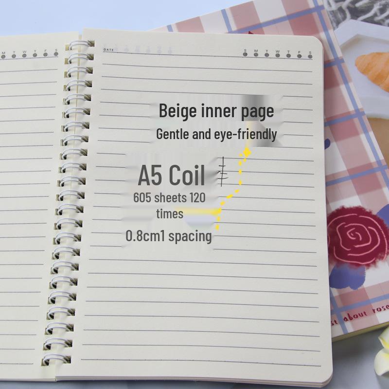 A5 Floral Spiral Notebook: Girlish Heart Study Stationery, Loose-Leaf Student Journal