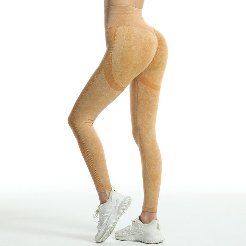 

Повседневные спортивные штаны для йоги для женщин, леггинсы для бега, модные бесшовные брюки для йоги с высокой талией для фитнеса, женские облегающие леггинсы персикового цвета для женщин 2295 S жёлтый