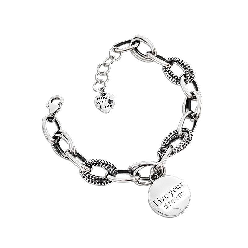 Korean Copper Dream Bracelet: Women's Retro Fashion Letter Wristband, Artistic Niche Jewelry Trend.
