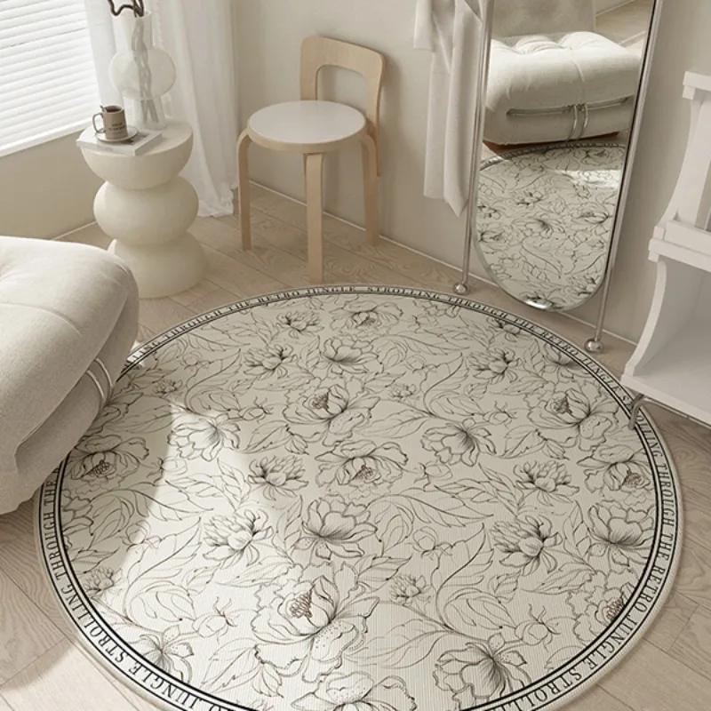 Round Carpet Living Room Decoration Study Chair Floor Mat Home Decor Flower Rug Bedroom Non-slip Area Rugs