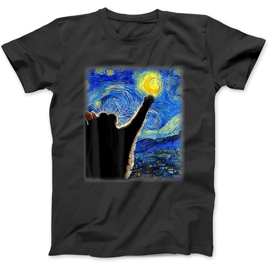 Starry Night Cat, Van Gogh Cat, Cat Lover, Cat Mom, Cat Dad T-Shirt Sweatshirt Hoodie Tanktop for Men Women Kids Black XXXXXL чёрный