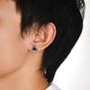 Viking Black Enamel Stud Earring for Men Boys,Anti Allergy Stainless Steel Geometric Ear Stud,Punk Jewelry Gift