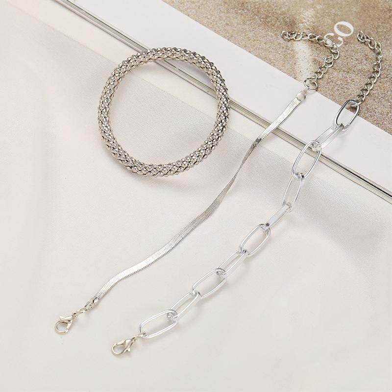 Punk Heavy Metal Big Thick Chain Bracelet Set Women Retro Geometric Metal Twist Chain Bangles Bracelet Punk Jewelry