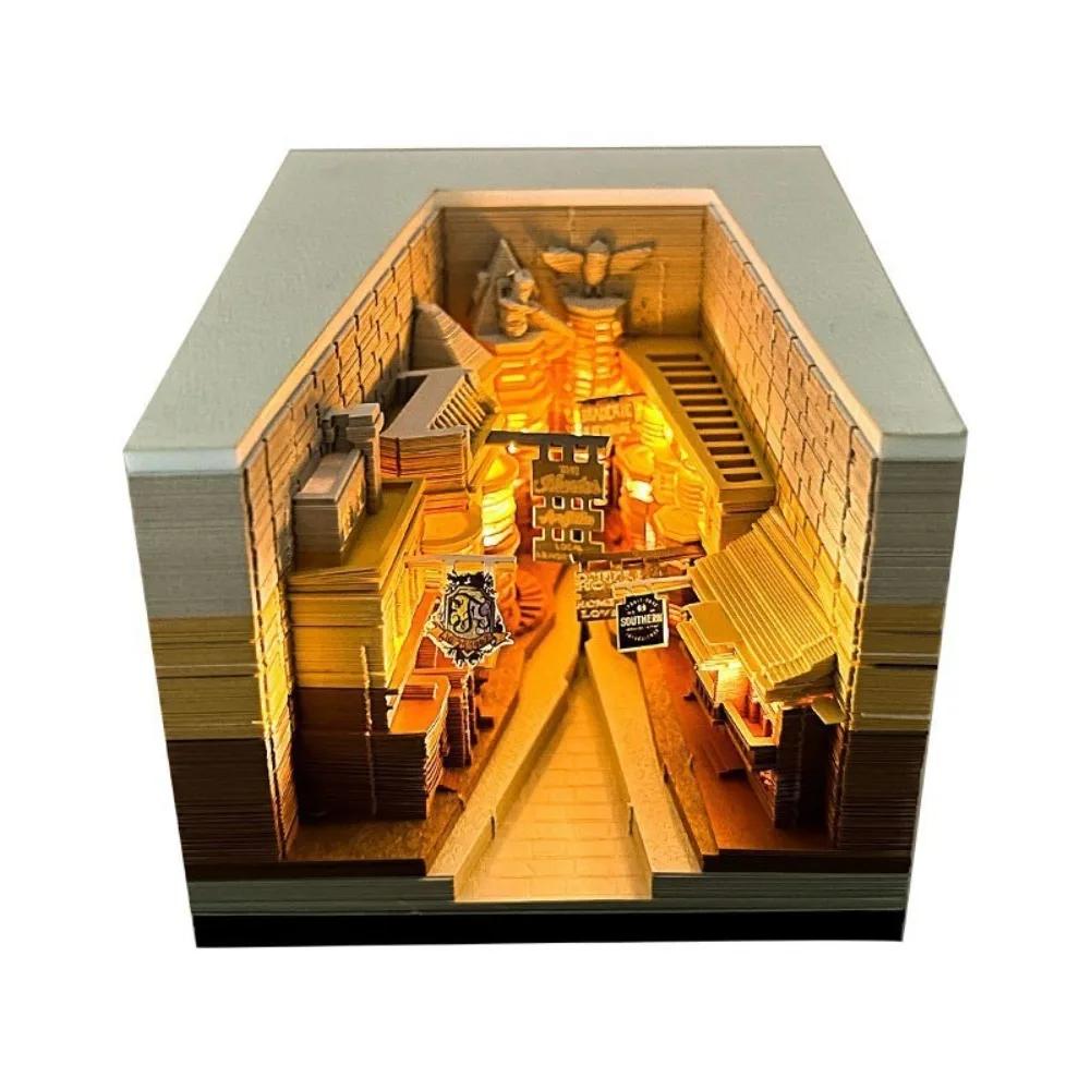 With Lights Paper Sculpture Calendar Notepad 3D Paper Craft 2026 Weekly Calendar Desktop Ornament Magic Castle Calendar