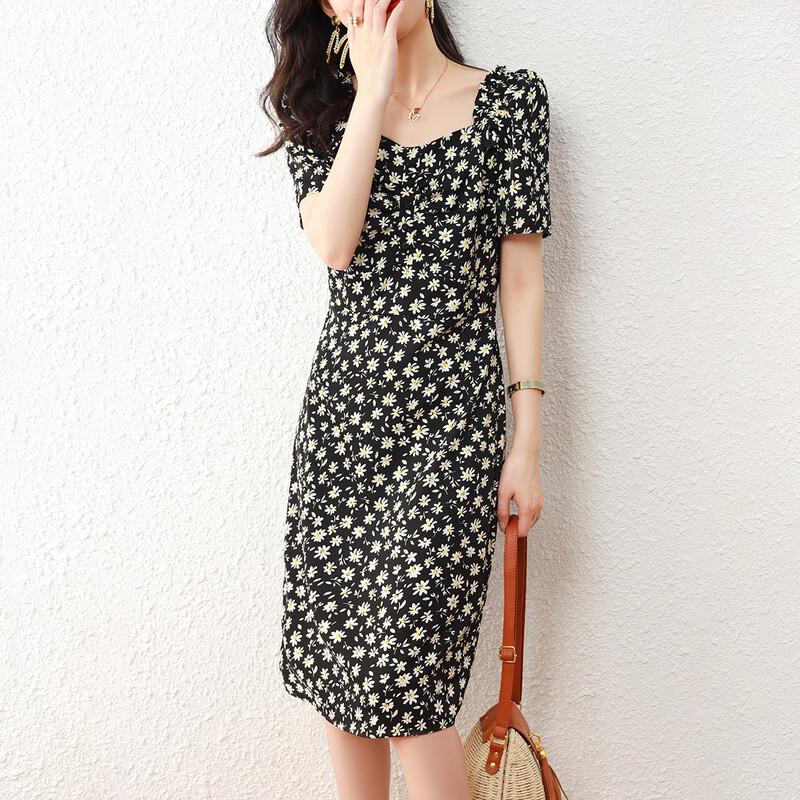 Srcr Women s Retro Floral V-Neck Midi Dress M