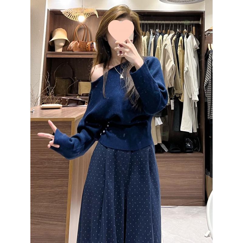 Korean-Style Waist-Slimming Knit Sweater for Women - Spring & Autumn