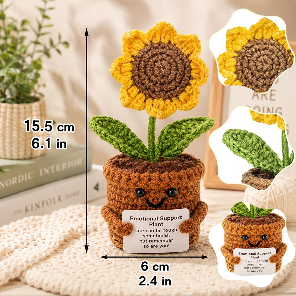Positive Energy Crochet Doll Pocket Hug Handmade Knitted Plush Potato Plant Avocado Bee Turtle Duck Funny Emotional Support Gift