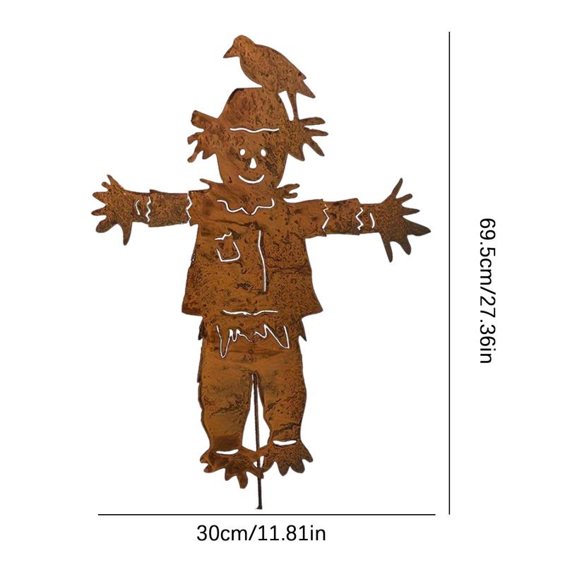 Vintage Rostiger Vogelscheuche Dekorationspfahl Rostiger Zaunaufsatz Statue Pfahl Metall Gartendekoration Schild für Zaunaufsatz Kunstdekoration