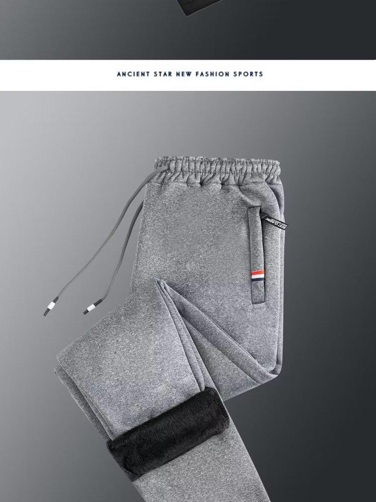 Boys' Solid Color Plus Velvet Thickened Sweatpants - Casual Winter Trend for Teens