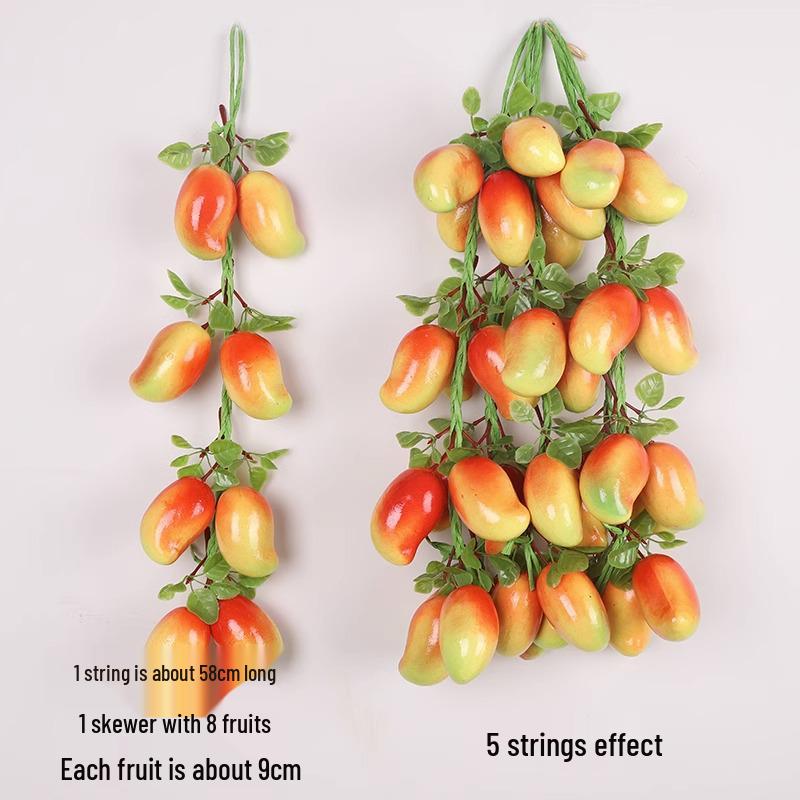 Artificial Vegetable & Fruit Skewer Wall Hanging - Chili & Corn Decor