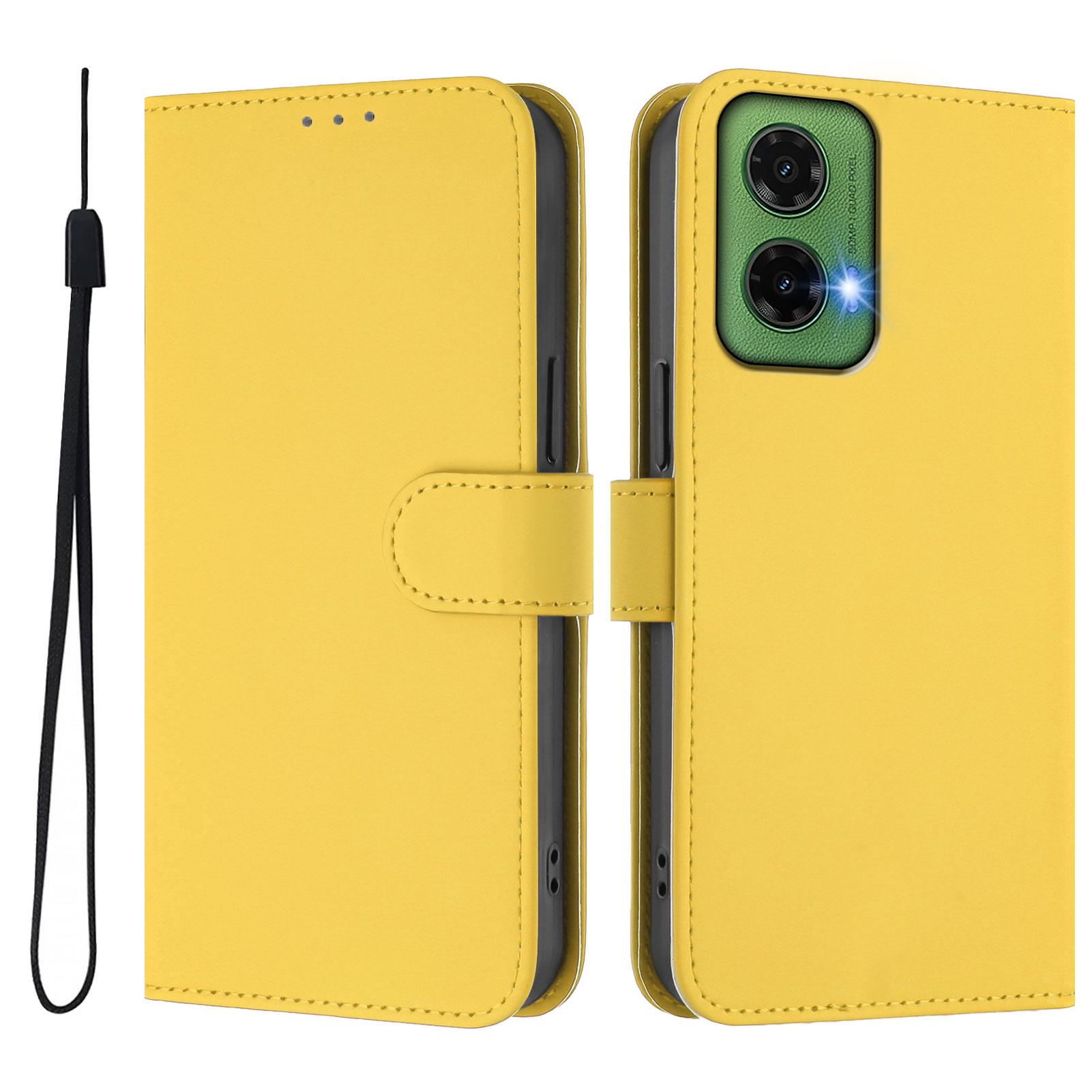 

For Motorola Moto G35 5G Case Solid Color Wallet Leather Phone Cover with Strap F
