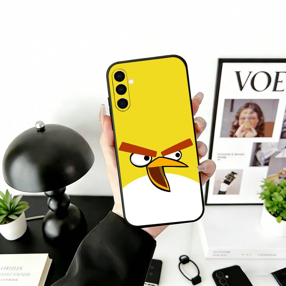 Funny Cartoon A-Angry B-Birds Phone Case Black Silicone Soft For Samsung Galaxy A73,A72,A71,A70,A53,A52,A51