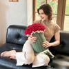 Rose Bouquet Pillow 2-in-1 Decorative Knitted Throw Pillow Blanket Machine Washable Bouquet Cushion for Couch