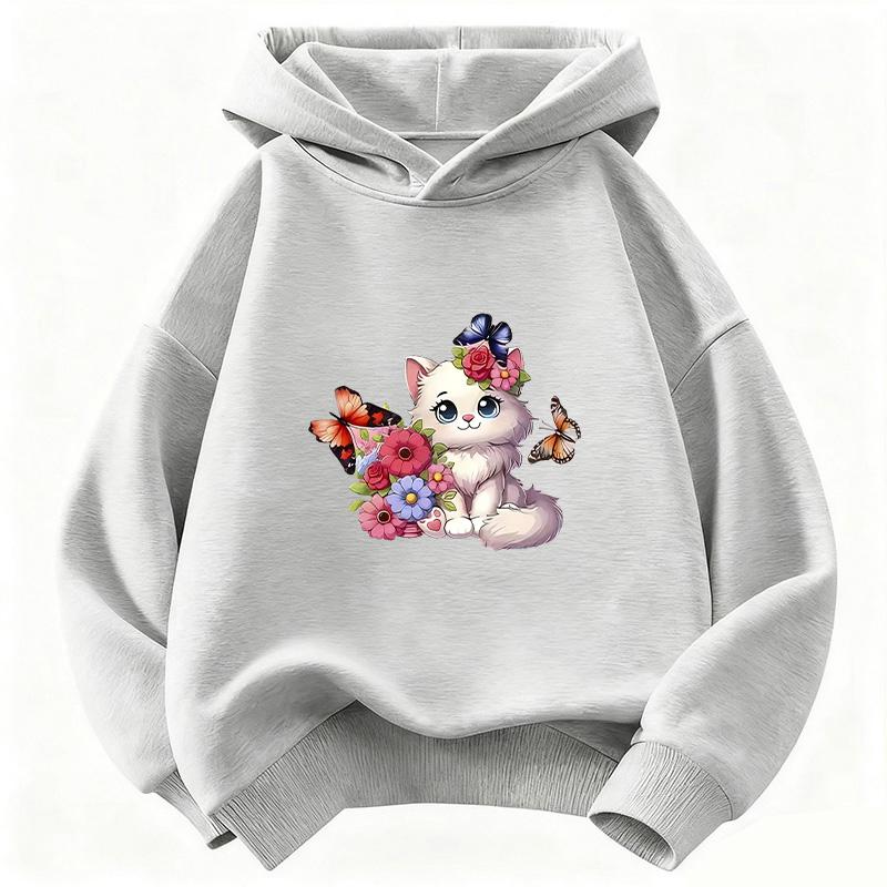 Funny Cat Cute Girls Hoodie Kids Children's Sweatshirt Cute Harajuku Hoody for Boys Autumn Winter Casual Hoodies
