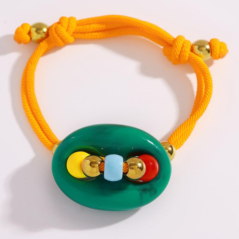1Pcs Stylish Two Tone Handmade Rope Bracelet Adjustable Wrist Chain With Pig Nose Charm Jewelry Accessory For Women