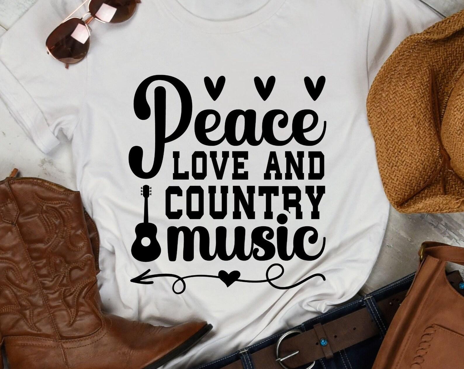 Peace Love and Country Music, country music tshirt, music shirt, fun tshirt, country western, Unisex Jersey Short Sleeve Tee L