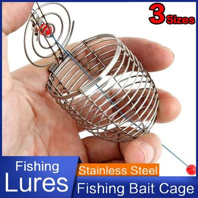 3 Sizes NEW Fish Small Stainless Steel Bait Cage Basket Feeder Holder Fishing Lure Cage Fishing Accessories