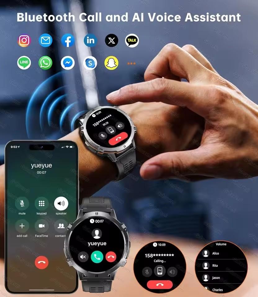 2026 New X3 Men Sports Smartwatch 1000mAh Large Battery Built In GPS Compass Professional Waterproof Hands Free Bluetooth Call Outdoor Smart Watch