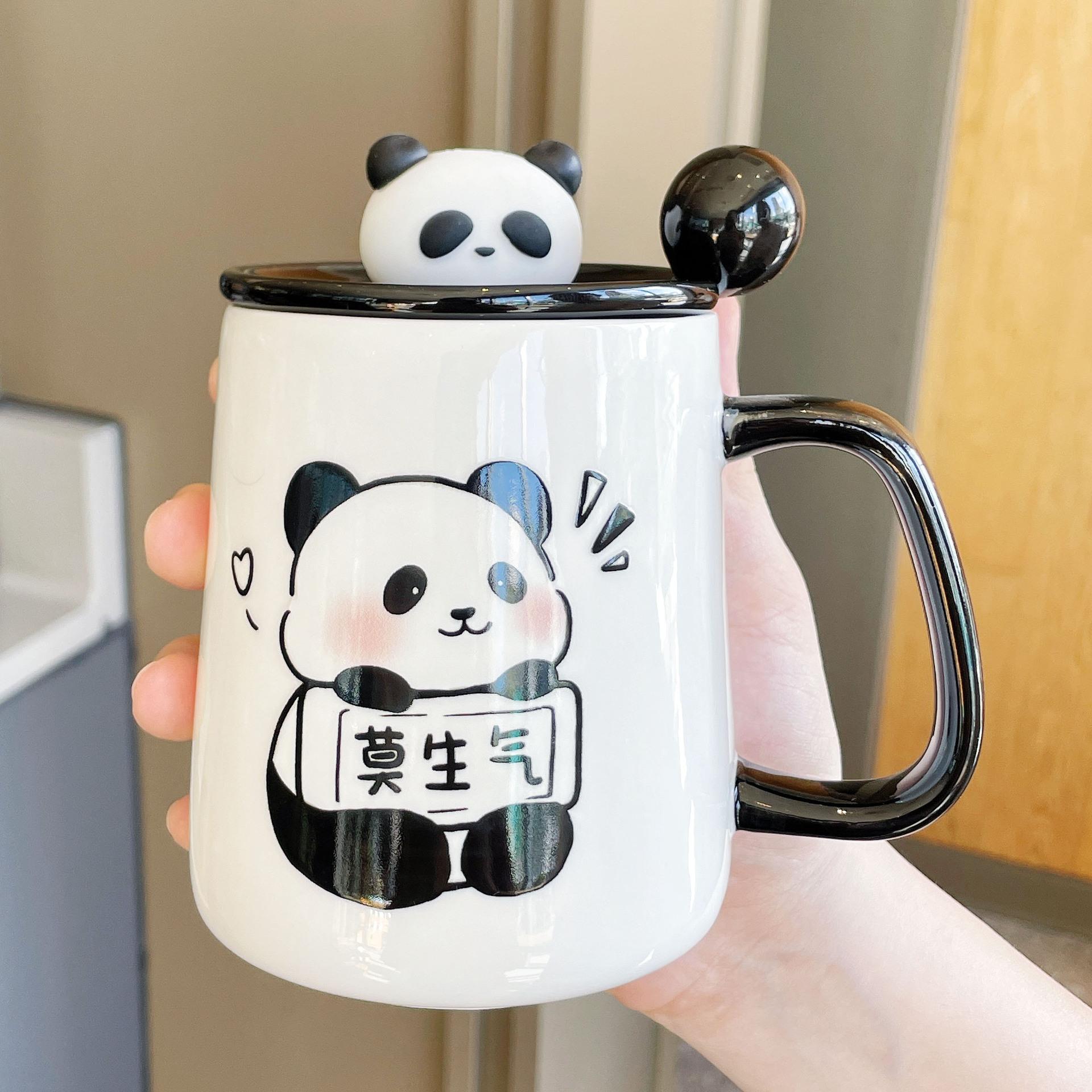 

Mug with Lid Spoon BrandNew Style Lady Panda Cup Souvenir Ceramic Water Cup Coffee Cup Strong Strong Strong Strong 301-400ml