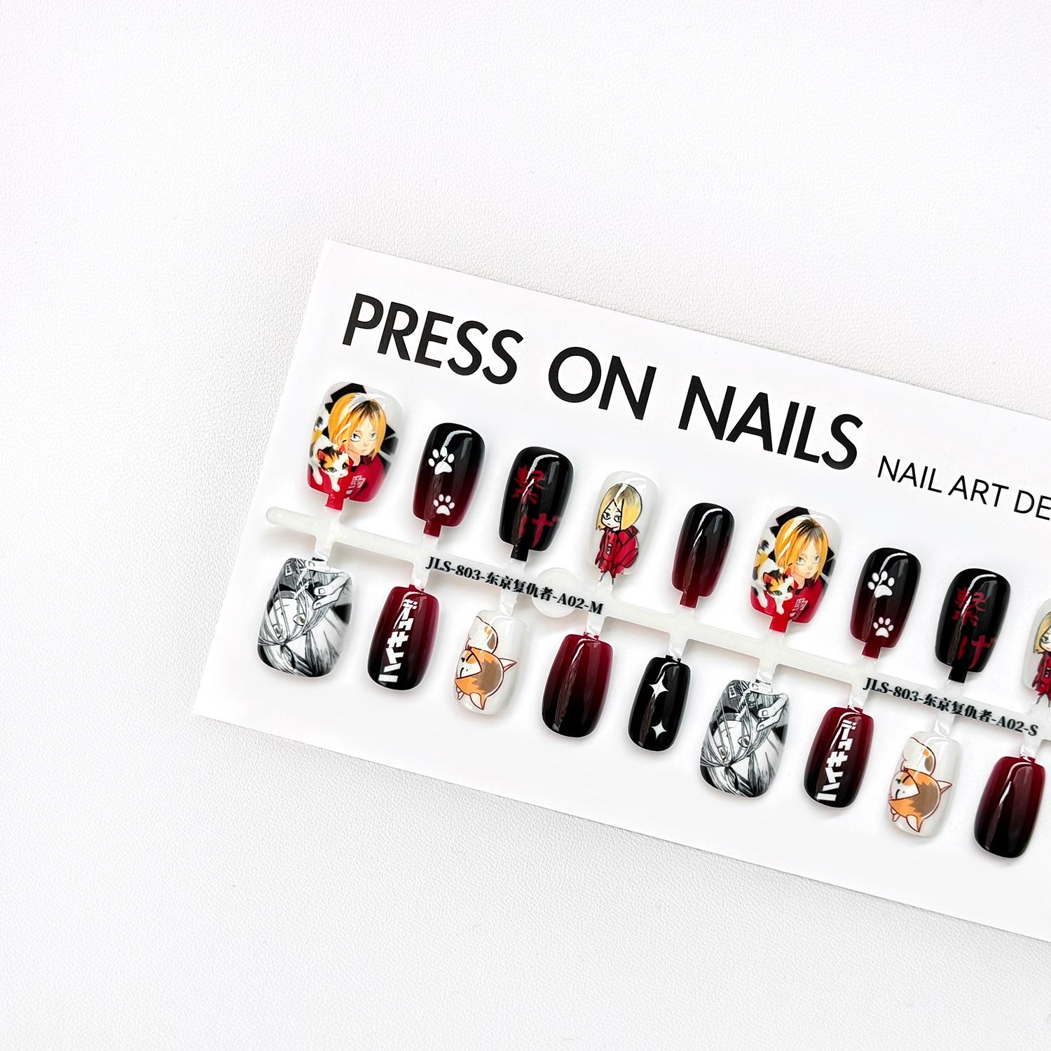 

Мультяшные отбеливающие аниме короткие накладные типсы для ногтей «Цзяолун» «Мстители»