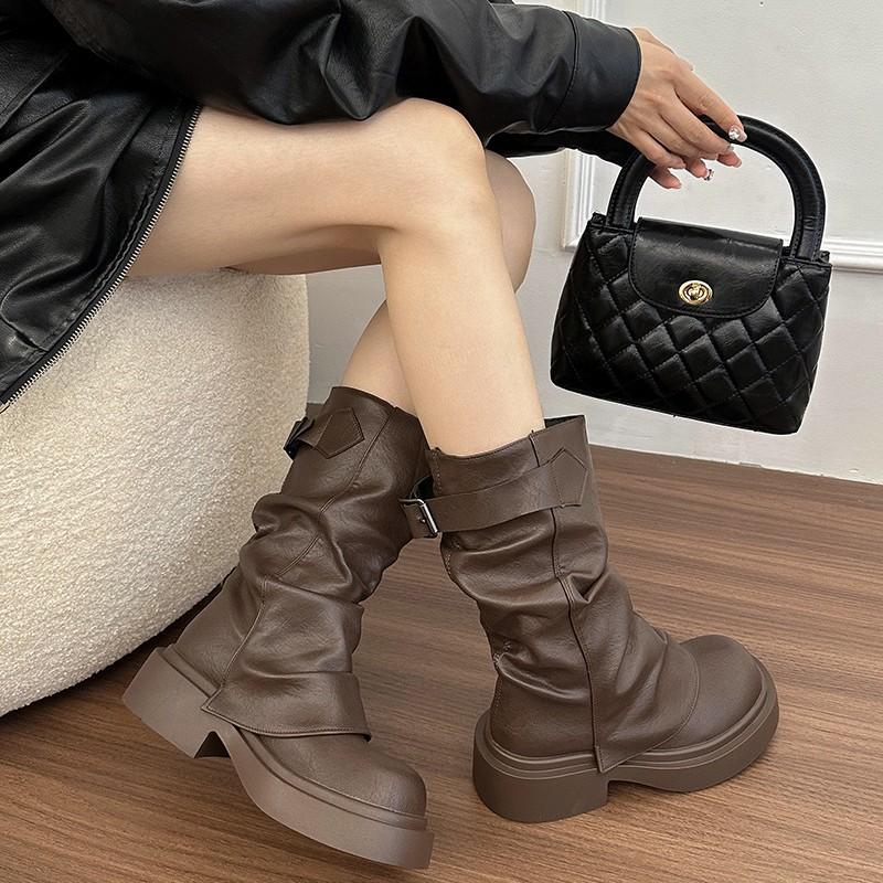 Brown Thick-soled Martin Boots Women's New Retro Maillard Thick Heel Summer Thin Trouser Tube Boots Boot Cover