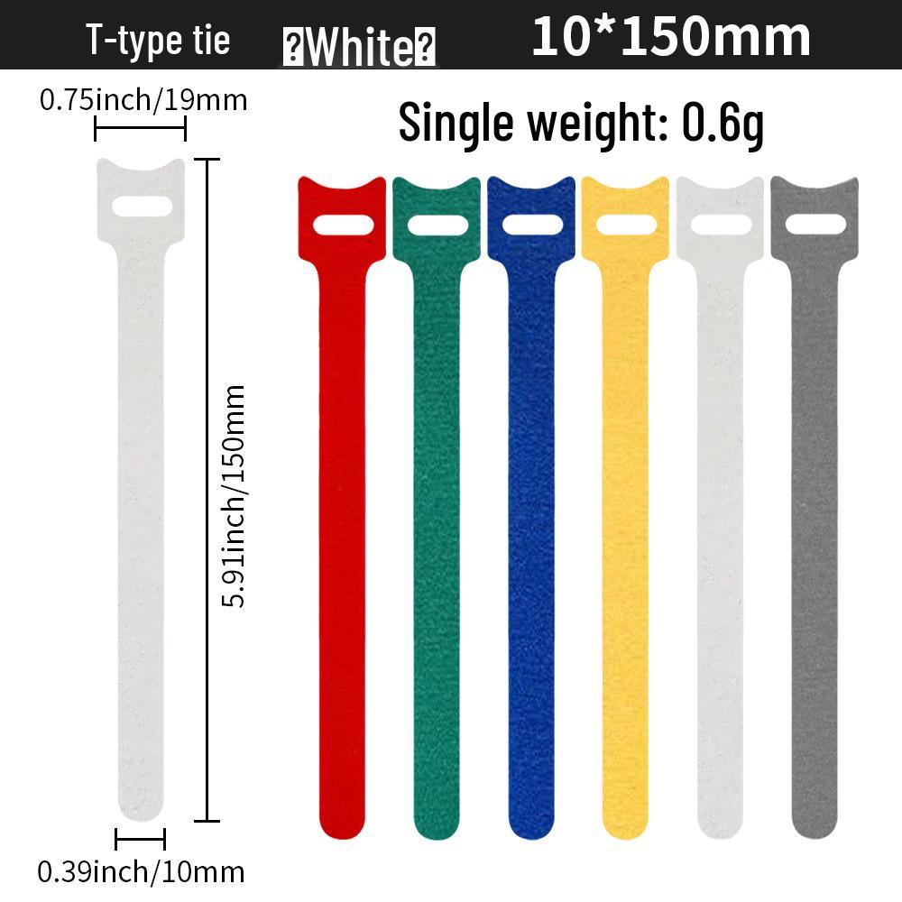 T-Type Magic Tape Cable Ties for Earphones, Data Cables, Organizers, and Network Cables with Back-to-Back Adhesive Straps.