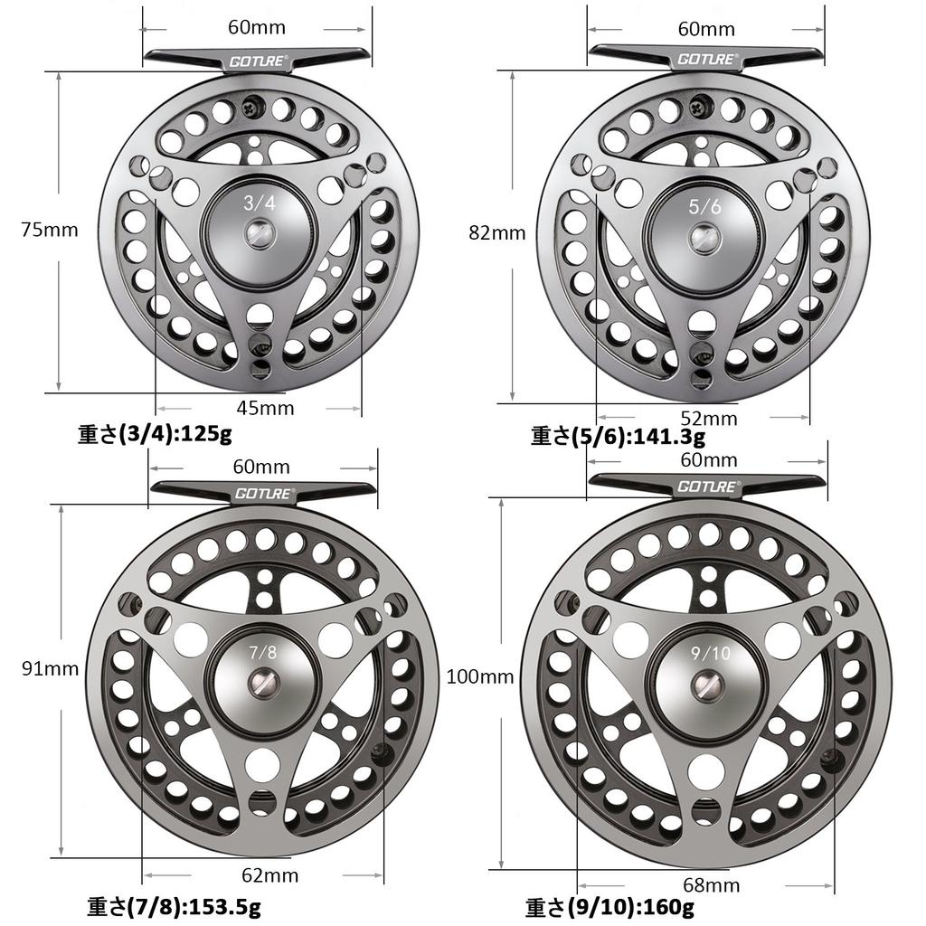 Goture Fly Fishing Ideal for Beginners and Managed Fishing Areas Reel, Left/Right Interchangeable, Ultra-Lightweight ABS, 9/10" Scale,