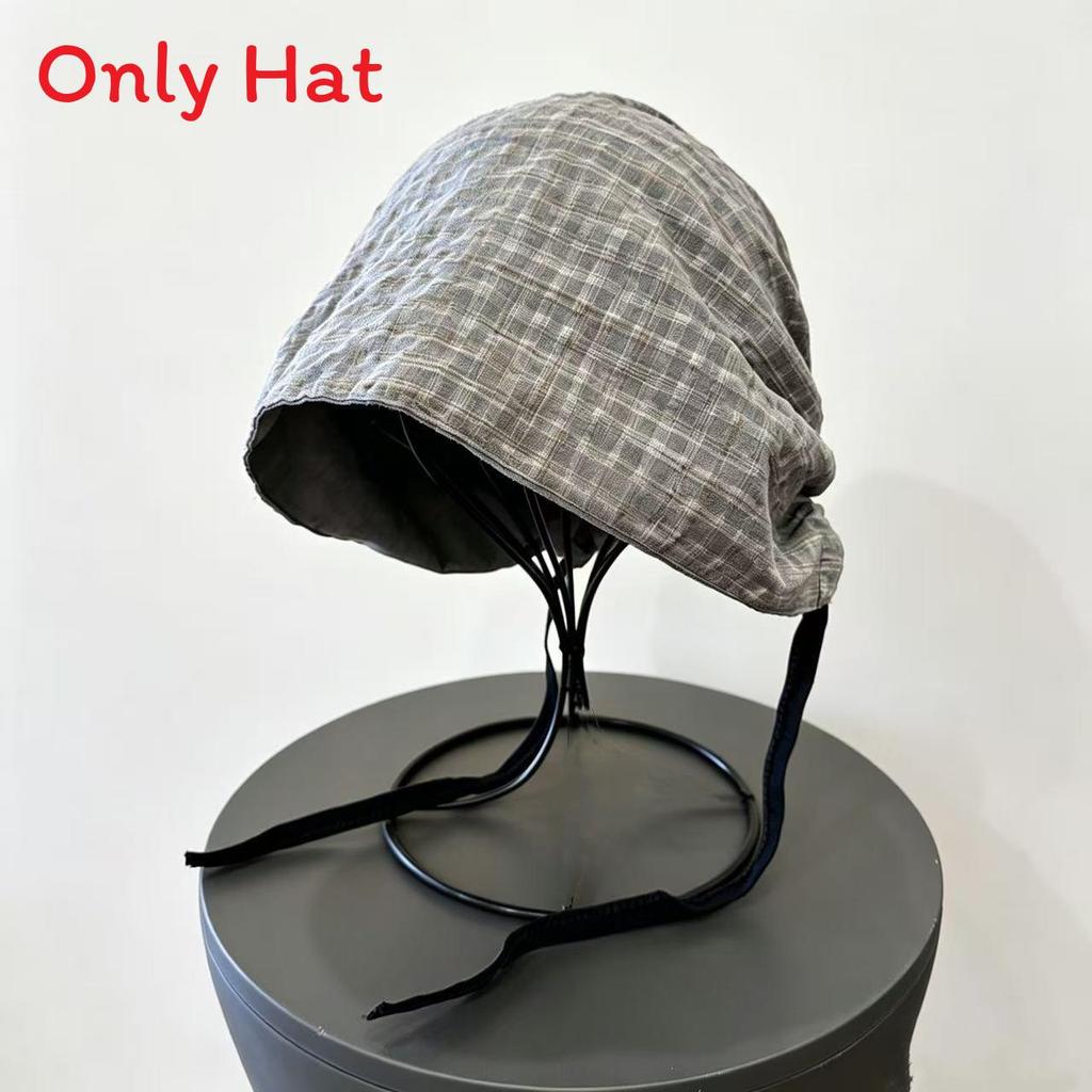 Vintage Plaid Bucket Hat With Breathable Polyester For Streetwear And Sun Protection