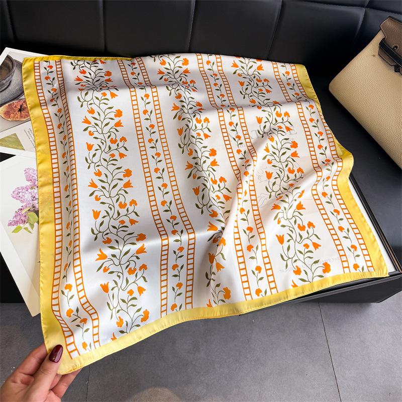 Luxury Printing Silk Square Scarf Women Neck Hair Tie Band Beach Hijab Kerchief Head Headbands Bandana Female Foulard 70Cm