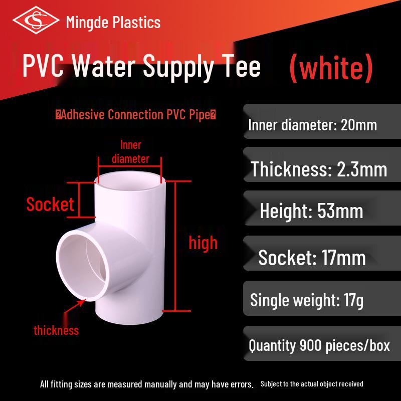 

PVC Tee Connector: Equal Diameter Flat, Thickened Plastic for Irrigation and Furniture Water Pipes