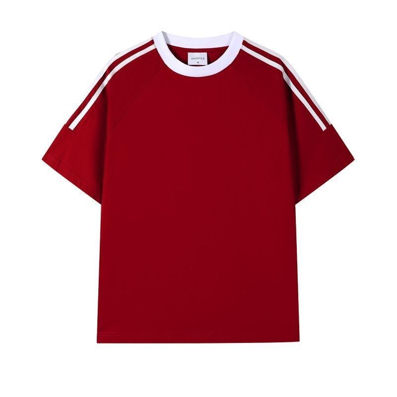 Sommerreines Baumwoll-Kurzarm-T-Shirt, Lockeres T-Shirt im Hongkong-Stil, Reines Baumwoll-Halbarm-Herren-Reines Baumwoll-Kurzarm-T-Shirt
