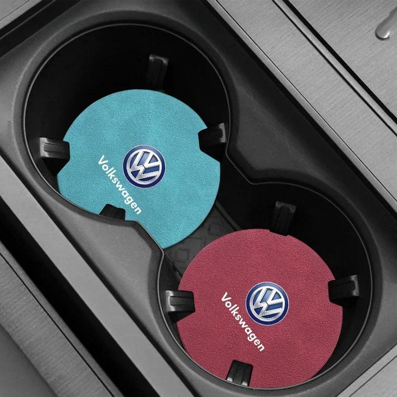 B6 VW For Volkswagen Fashion Car Water Cup Mat Suede Non-Slip Coaster Accessories For VW GTI Polo Golf Passat Tiguan Arteon Toua