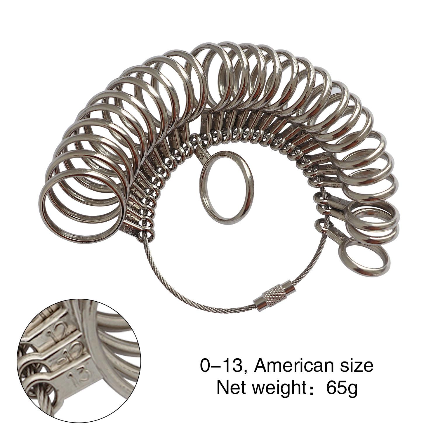 

Измерительный инструмент для измерения размера металлического кольца, стальные кольца на палец, измерительный прибор для измерения размера свадебных ювелирных изделий, инструмент для измерения размера US 0-13