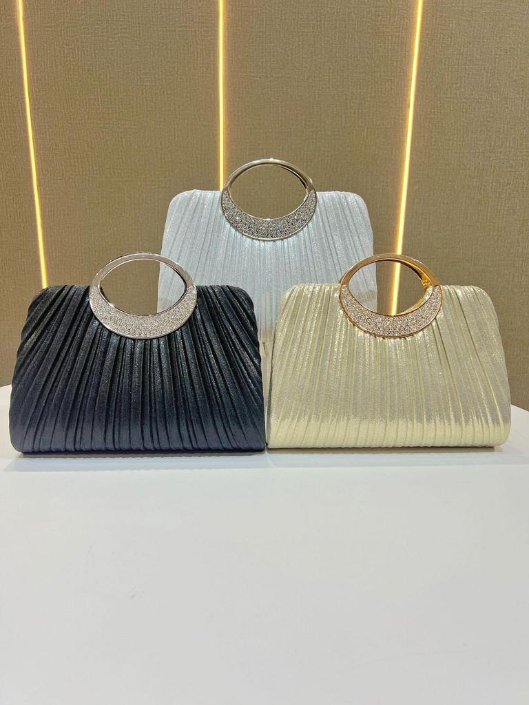 Elegant Pleated Evening Crossbody & Handbag for Weddings and Parties