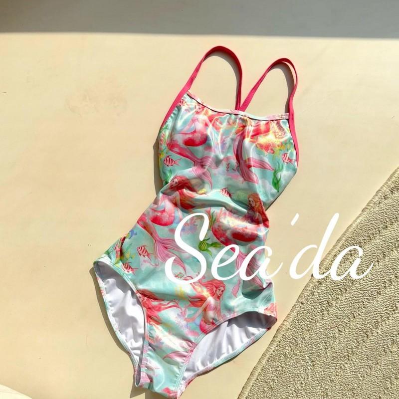 

Mermaid Princess Pattern Swimming Slimming Professional Racing One-piece Swimsuit Quick-dry Large Size M