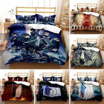 Ensemble de literie Attaque des Titans AOT imprimé en 3D Anime Eren Yeager Housse de couette Double Twin Full Queen King Adulte Enfants Linge de lit Couette