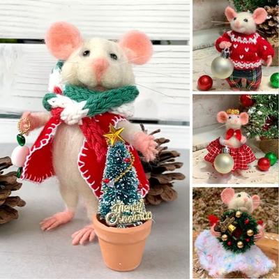 Mouse Doll Christmas Needle Felted Mouse Craft Decorations Needle Felted Cute Needle Felted Mouse Christmas Ornaments