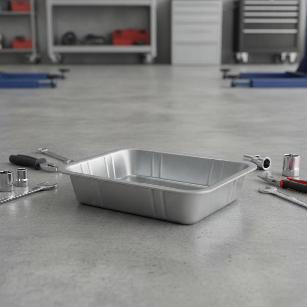 Rectangular Oil Drain Pan with Rounded Corners Sturdy Leak Tray Anti-Spill