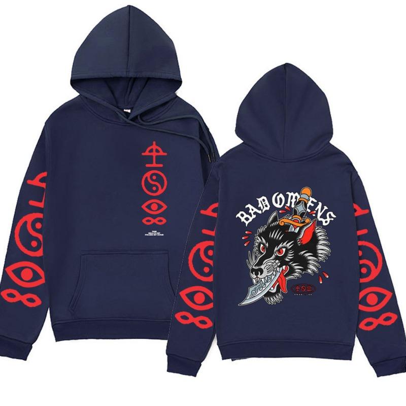 Rapper Bad Omens Band Double Sided Print Hoodie Vintage Arajuku Pullover Street Wear Unisex Autumn Winter Sweater